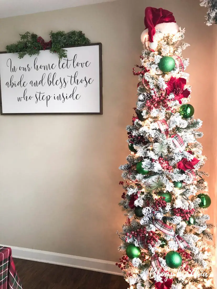 slim flocked Christmas tree