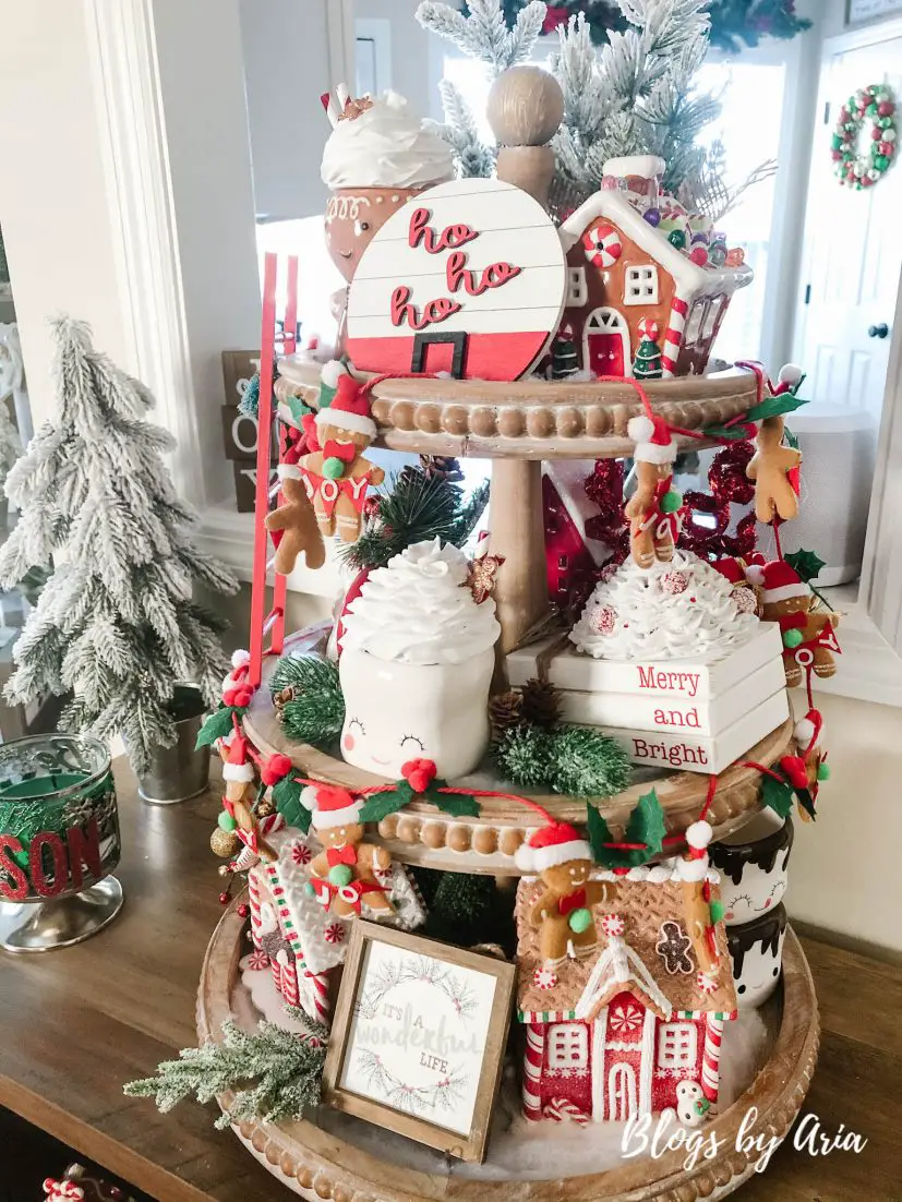 gingerbread house tiered tray