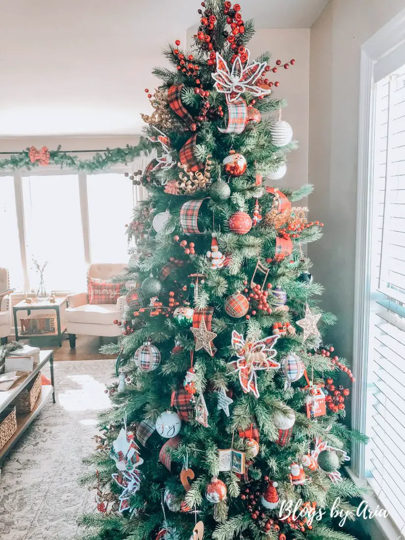 OUR RED + BLUE PLAID CHRISTMAS TREE