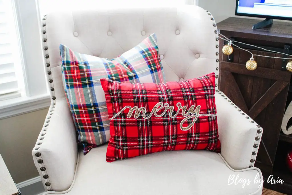 Stewart plaid pillows