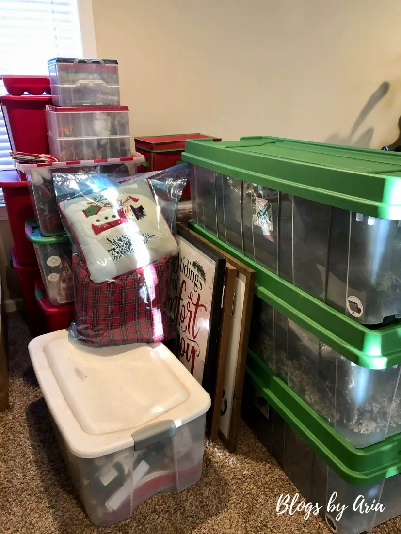 packing up holiday decor storage