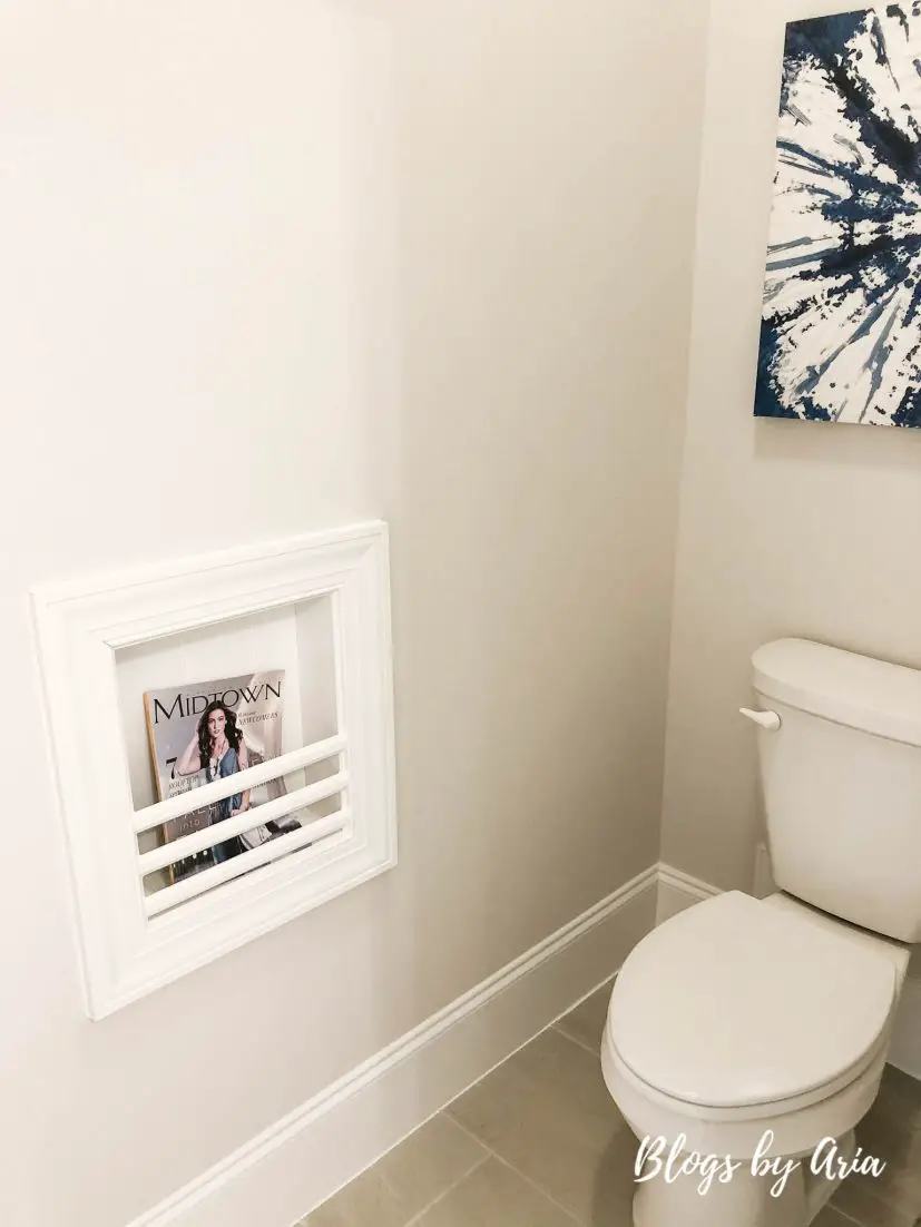 water closet with built in magazine rack