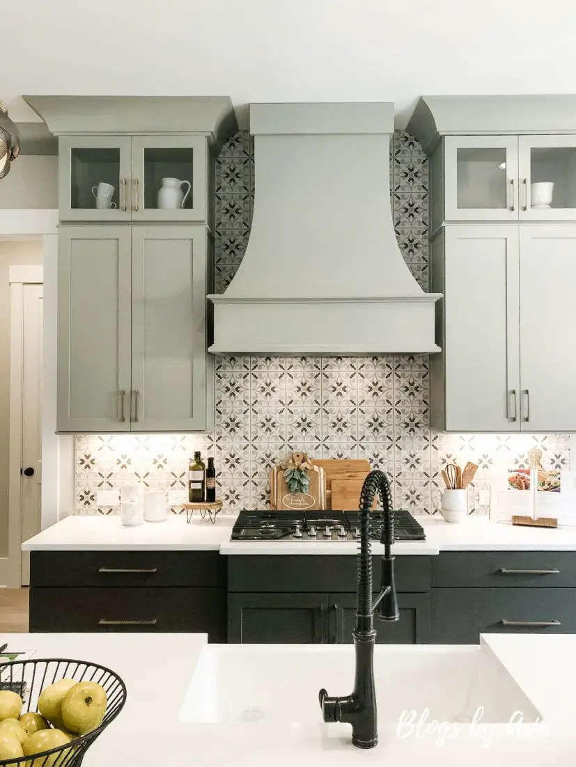 gray kitchen cabinets design with black lower cabinets