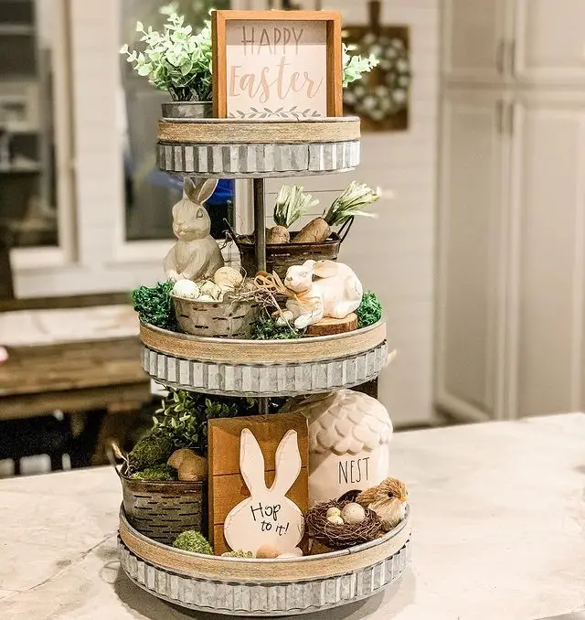 farmhouse Easter tier tray