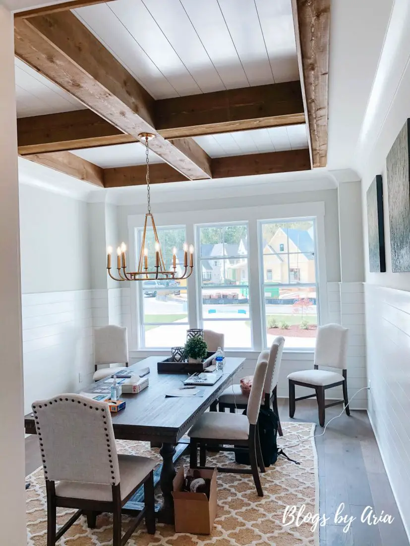 wood beam coffered ceiling