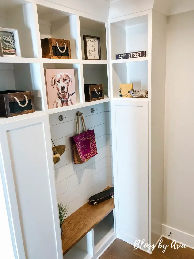 small functional drop zone mud room